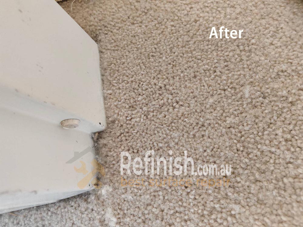 Seamless carpet repair result for cat scratch damage in Sydney Zetland, with perfect texture and color match, achieving an invisible fix.