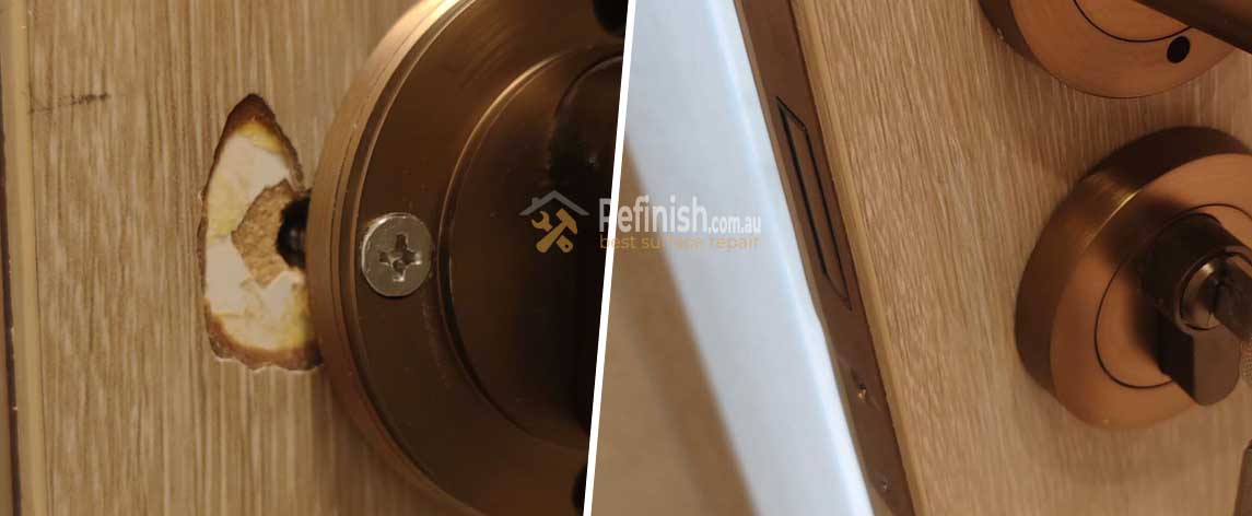 New Door Lock Installation Error: Invisible Wood Grain Restoration