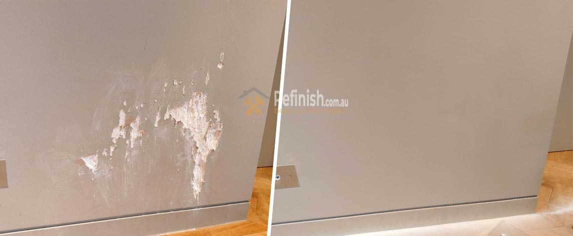 Seamless Deep Grey Wall Repair: Invisible Pet Damage Restoration